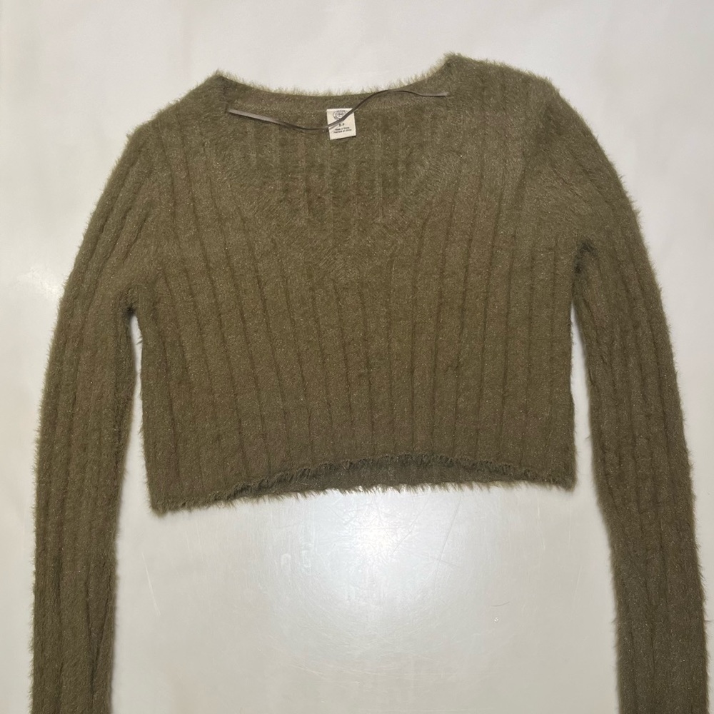 UO cropped green sweater